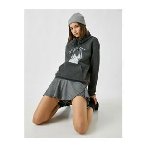 Koton Hooded Pocket Printed Sweatshirt