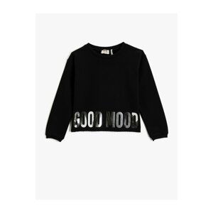 Koton Slogan Printed Sweatshirt Long Sleeve Cotton