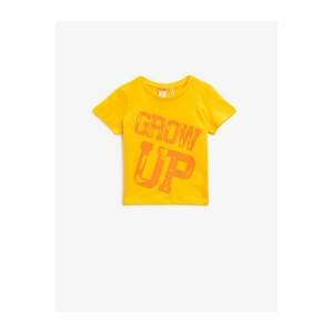 Koton Boy Yellow Short Sleeve Cotton Crew Neck Printed T-Shirt
