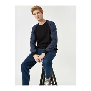 Koton Men's Black Crew Neck Long Sleeve Sweater