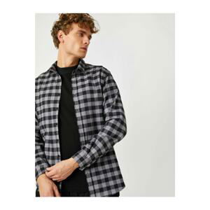 Koton Men's Checkered Classic Collar Long Sleeve Shirt