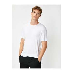 Koton Men's White Short Sleeve Crew Neck Basic T-Shirt