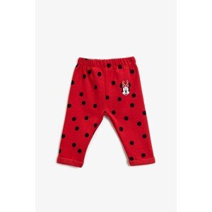 Koton Baby Girl Red Minnie Mouse Licensed Printed Polka Dot Normal Waist Sweatpants