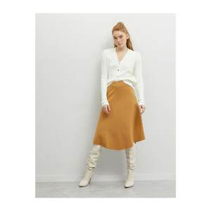 Koton Women's Brown Midi Length Skirt