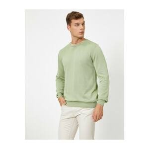 Koton Men's A. Green Cotton Crew Neck Knitwear Sweater