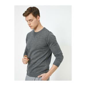Koton Men's Crew Neck Long Sleeve Slim Fit Knitwear Sweater