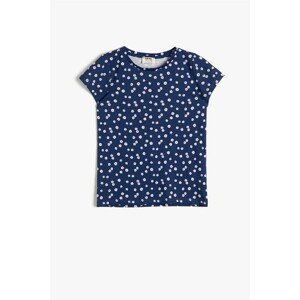 Koton Girl's Navy Blue Patterned T-Shirt
