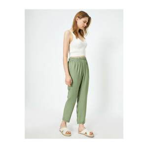 Koton Women's Green Casual Fitted Trousers