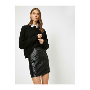 Koton Women's Faux Leather Detailed Mini Skirt