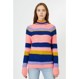 Koton Women's Pink Striped Color Block Knitwear Sweater