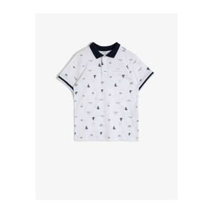 Koton Boys Polo Neck Printed Cotton Buttoned Ribbed Short Sleeved T-Shirt
