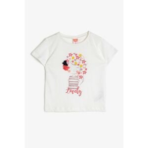 Koton Baby Girl Ecru Printed T-Shirt