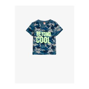 Koton Crew Neck Written Printed Camouflage T-Shirt