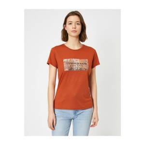 Koton Women's Orange Printed T-shirt
