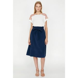 Koton Women's Navy Blue Tie Waist Skirt