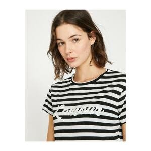 Koton Women's Black Striped T-Shirt