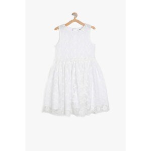 Koton White Girls' Embroidered Dress