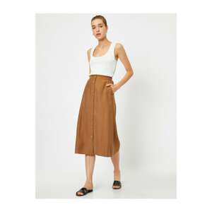 Koton Women's Brown Button Detailed Skirt