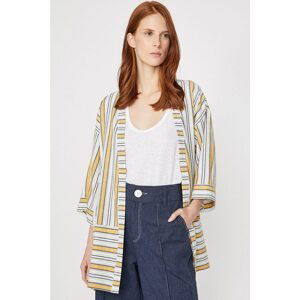 Koton Women's Mustard Striped Coat