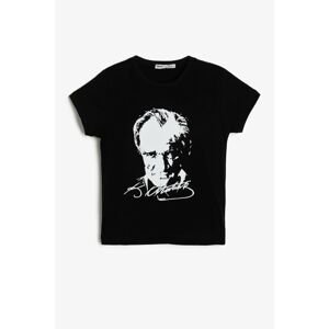 Koton Black Girl Ataturk Printed T-Shirt