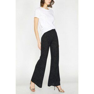 Koton Women's Black Silvery Detailed Trousers