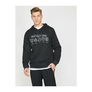 Koton Men's Gray Letter Printed Sweatshirt