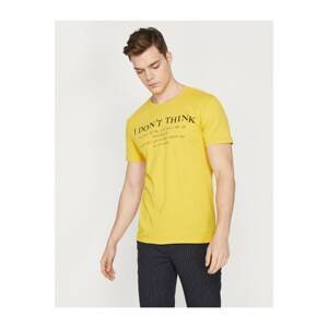 Koton Men's Yellow Short Sleeve Crew Neck T-Shirt