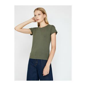 Koton Women's Khaki Crew Neck T-Shirt