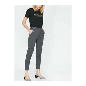Koton Women's Gray High Waist Pocket Detailed Trousers