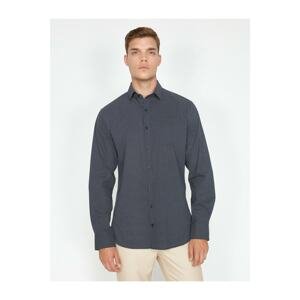 Koton Men's Navy Blue Patterned Shirt