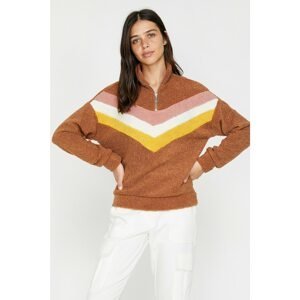 Koton Women's Brown Striped Sweatshirt