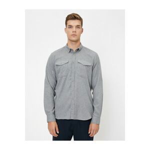 Koton Men's Gray Pocket Detailed Shirt