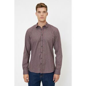 Koton Men's Claret Red Check Shirt