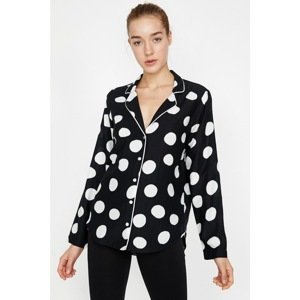 Koton Women's Black Polka Dot Detailed Pajama Top