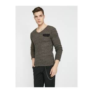 Koton Men's Brown Pocket Detailed Sweater