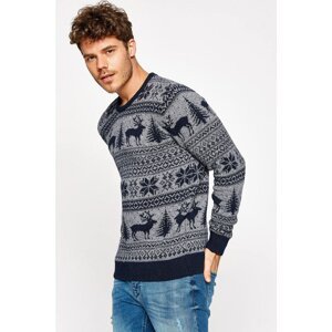 Koton Men's Navy Blue Patterned Sweater