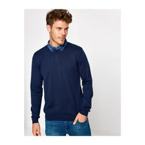 Koton Men's Navy Blue Button Detailed Sweater