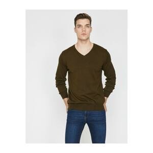 Koton Men's Mustard V-Neck Sweater