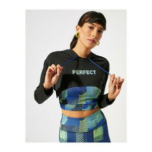 Koton Perfect Printed Hoodie Crop T-Shirt Long Sleeve