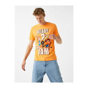 Koton Men's Orange Space Jam T-Shirt Licensed Printed