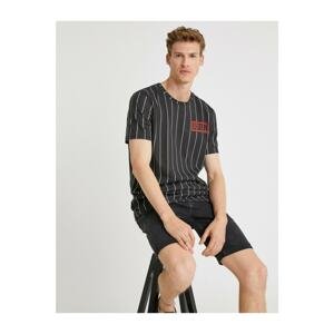 Koton Men's Striped Cotton Short Sleeve Slim Fit T-Shirt