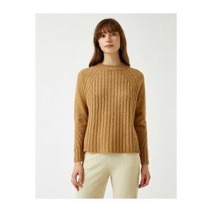 Koton Crew Neck Sweater with Side Slits