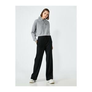 Koton Tie Waist Trousers Wide Leg Front Taped