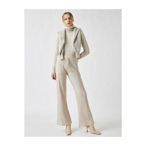 Koton Waistline Wide Leg Ribbed Knitted Trousers