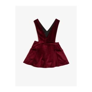 Koton Girl Claret Red V-Neck Pocket Sleeveless Dress