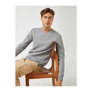 Koton Men's Gray Crew Neck Basic Sweater
