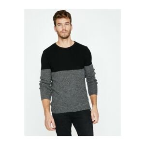 Koton Men's Black Color Block Sweater