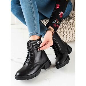 GOODIN BLACK LACE-UP WORKERS WITH ORNAMENT