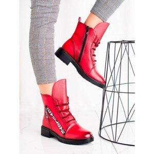 W. POTOCKI FASHIONABLE RED POTOCKI ANKLE BOOTS