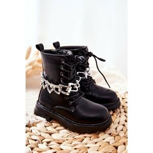 Children's Boots With Chain Black Moci